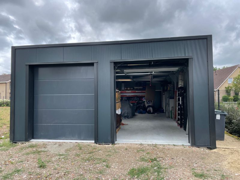 prefab schuur met plat dak